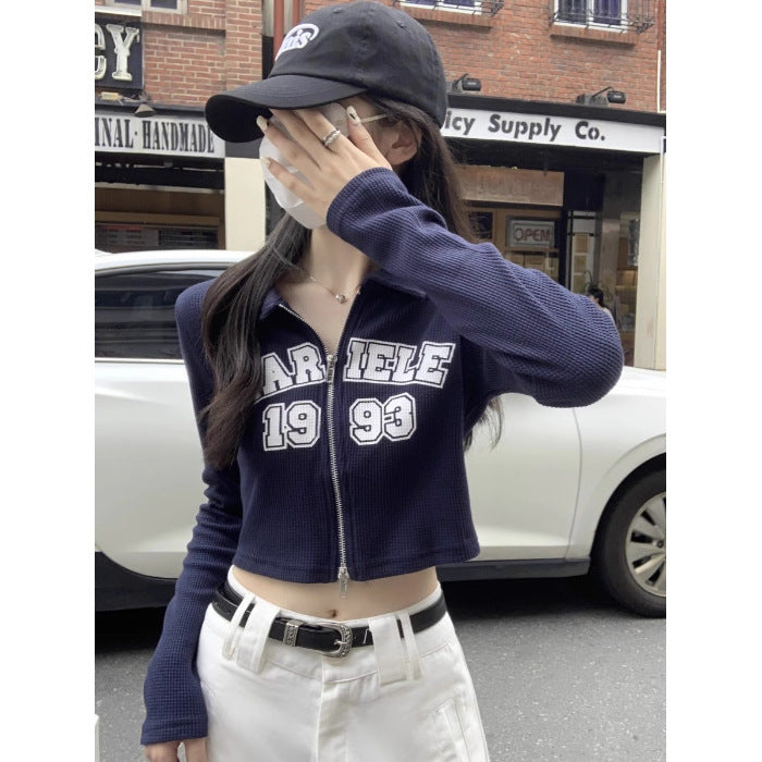 Kvindernes fashionable og sporty cropped shirt med lynlås Stilla