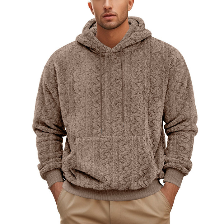 Herre hættetrøje i blød fleece med struktureret design Stilla