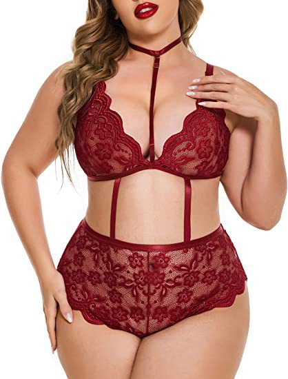 Dame Spids Udsnit Bralette og Højtaljede Panty Sæt Stilla