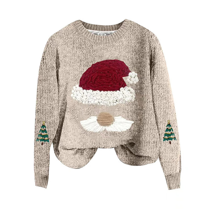 Dame julesweater med broderet julesmand-motiv og afslappet snit Stilla