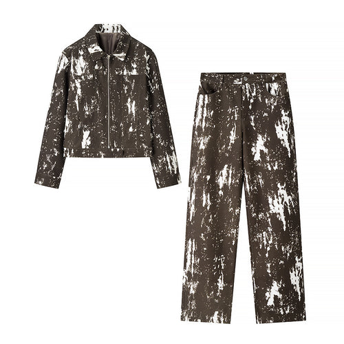 Femme Abstrakt Print Cropped Jakke Stilla