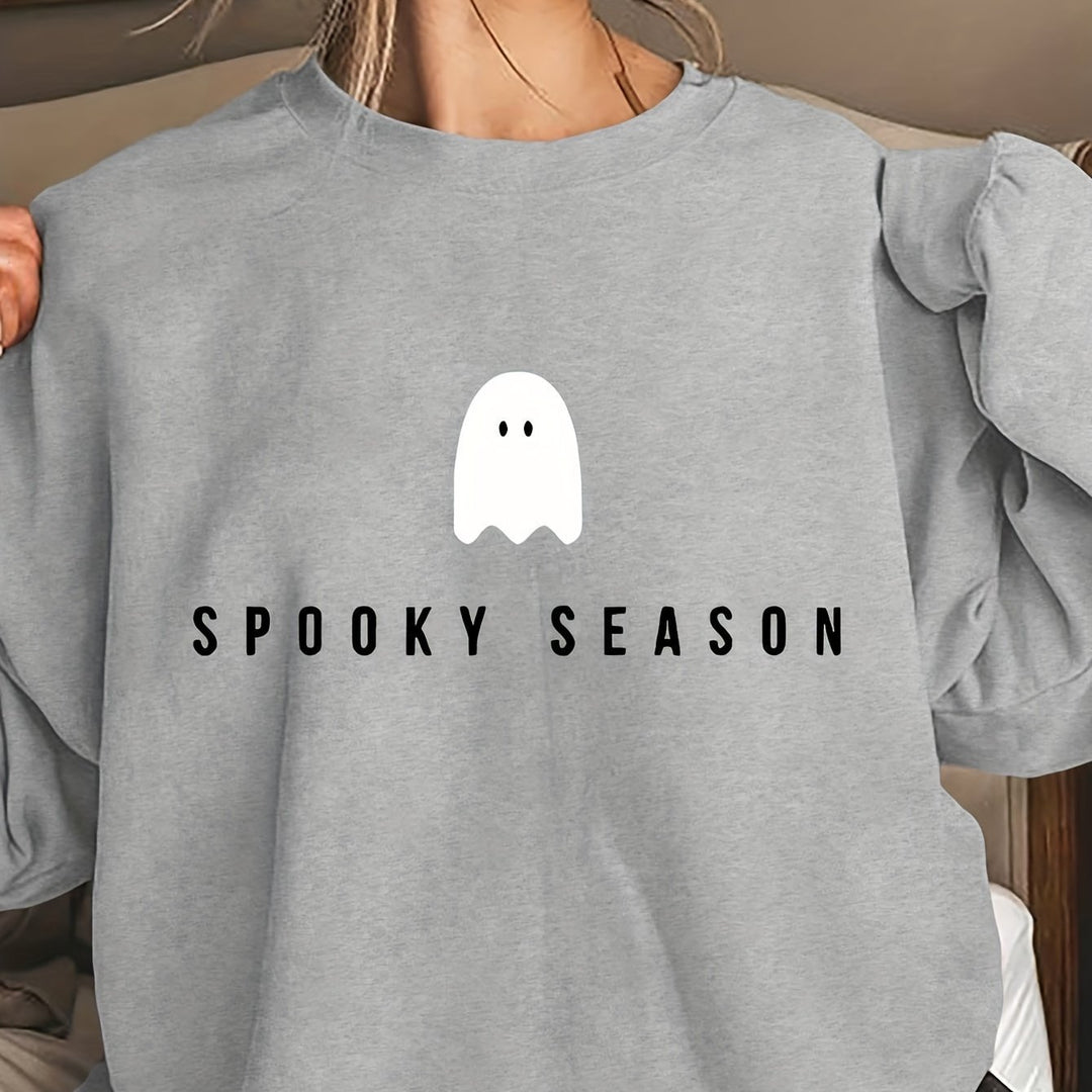 Dame sweatshirt med sjovt spøgelse motiv og bred pasform Stilla