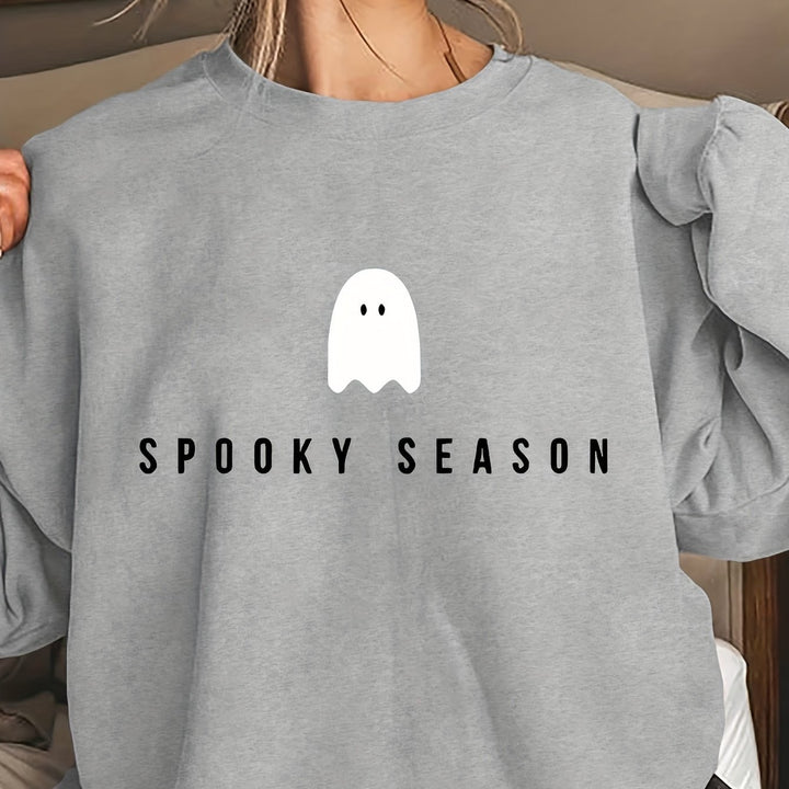 Dame sweatshirt med sjovt spøgelse motiv og bred pasform Stilla