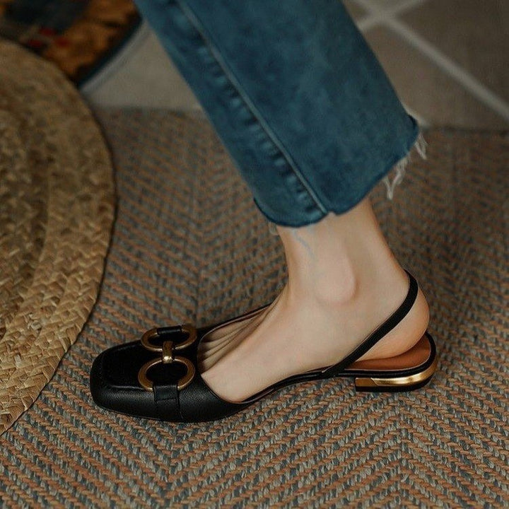 Femme elegante Slingback Ballerinaer med kæde-detalje Stilla