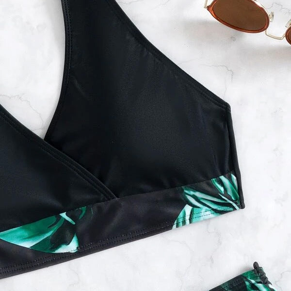 Dame Højskåret Bikini-Sæt med raffinerede Snøre Detaljer Stilla