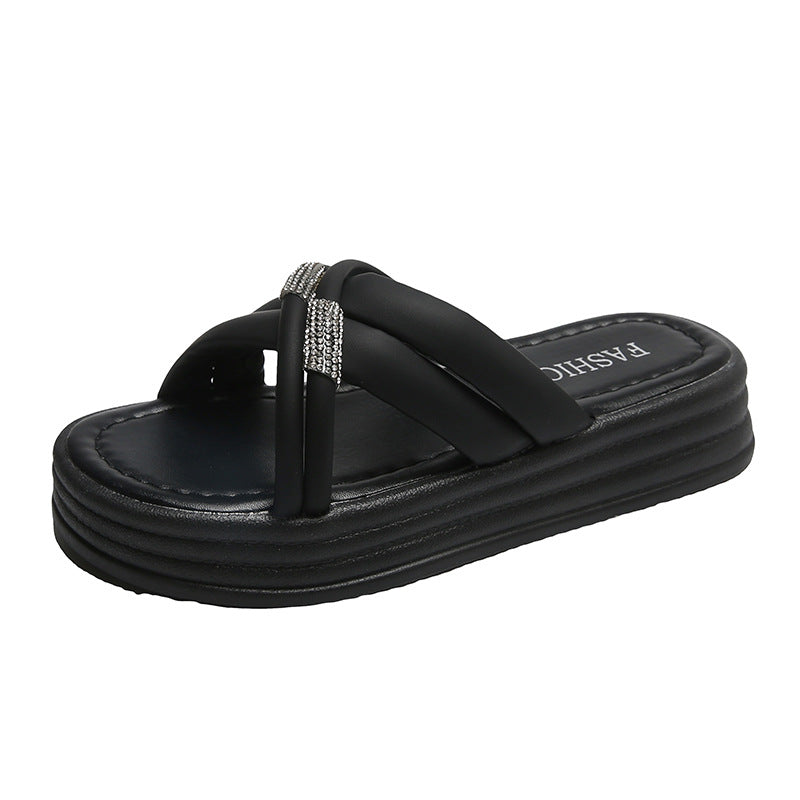 Kvinder Elegante Slide Sandaler med Glitrende Rem Detalje Stilla