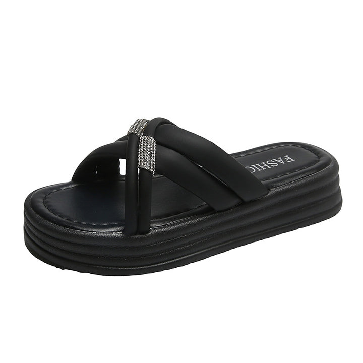 Kvinder Elegante Slide Sandaler med Glitrende Rem Detalje Stilla