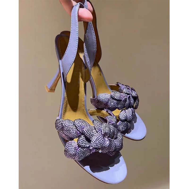 Dame rhinestone-besatte slingback-sandaler med knude-detail Stilla