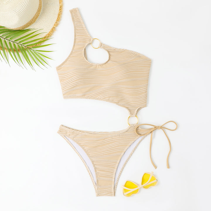 Dame Designer-Bikini Sæt med asymmetrisk snit og ringdetaljer Stilla