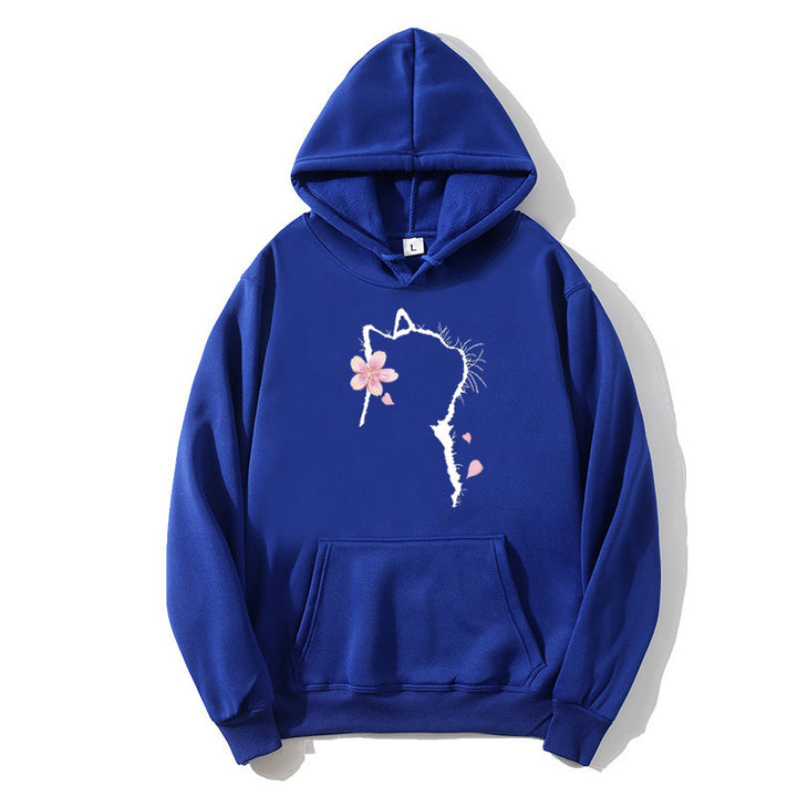Kvinders hoodie med blomsterkat design Skovae