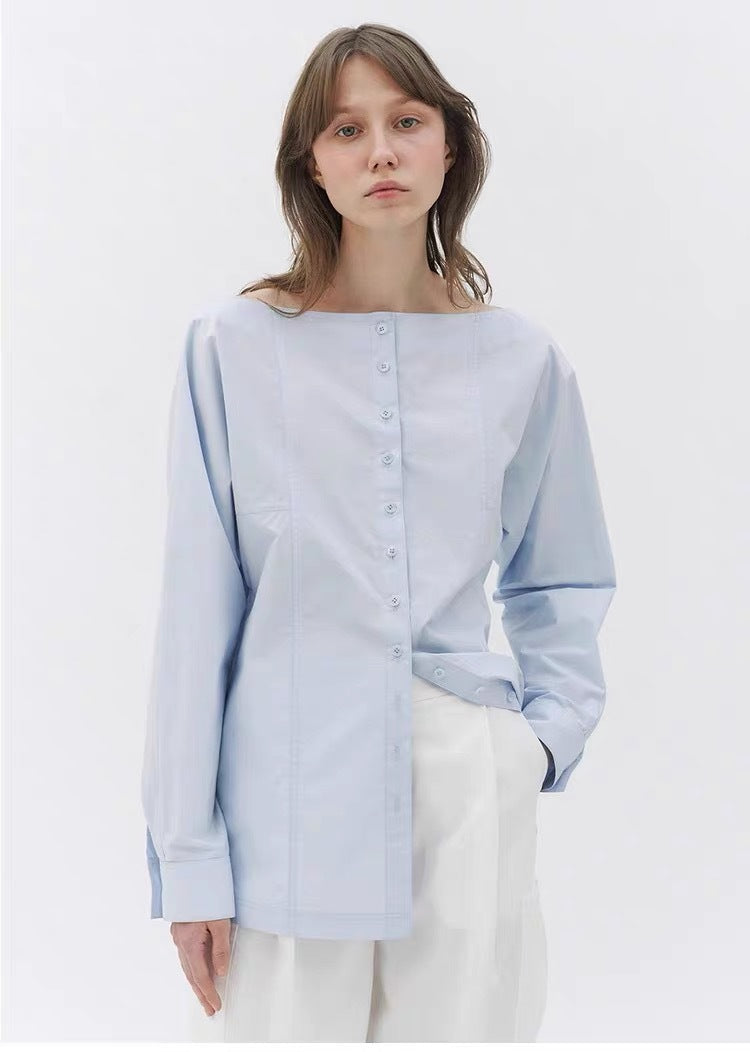 Kvinders klassiske skjortebluse med moderne detaljer Stilla