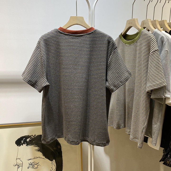 Femme Afslappet Pasform Stribet T-Shirt Stilla