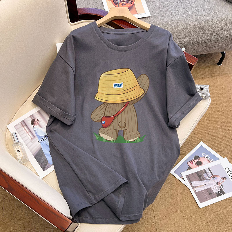 Dame T-shirt med sød dyremotiv og afslappet snit Stilla