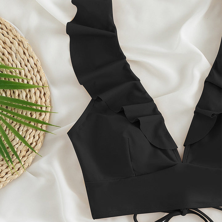 Dame bikini-sæt med flæsede detaljer og raffineret snøre-design Stilla