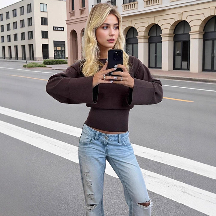Damer cropped sweatshirt med vidt ærme Stilla