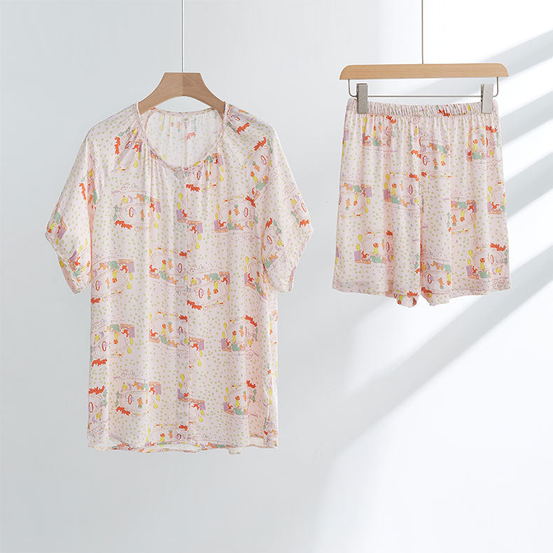 Dame Pyjama-sæt i let og åndbart materiale med legende design Stilla