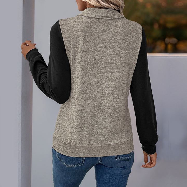 Dame mode langærmet pullover med praktisk brystlomme og knapliste Stilla