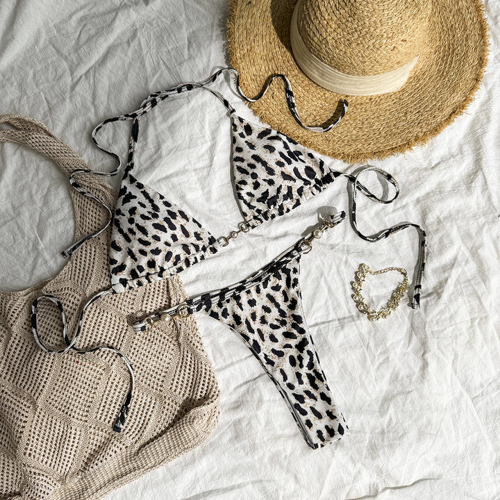 Dame bikini sæt med elegant dyreprint og justerbare stropper Stilla