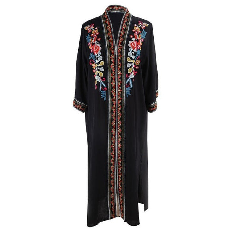Dame Strandkimono med kunstnerisk broderi og flydende snit Stilla