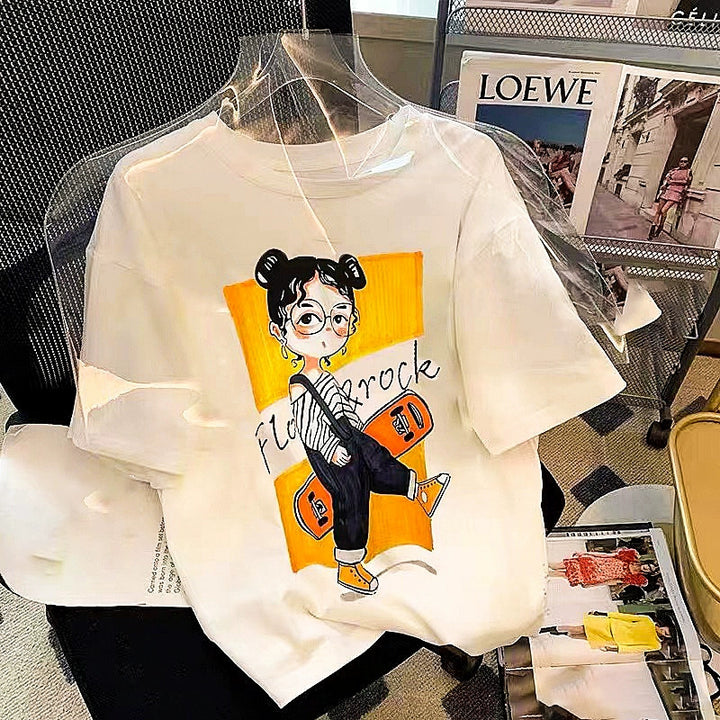 Dame T-Shirt med kreativt comic-design og afslappet pasform Stilla