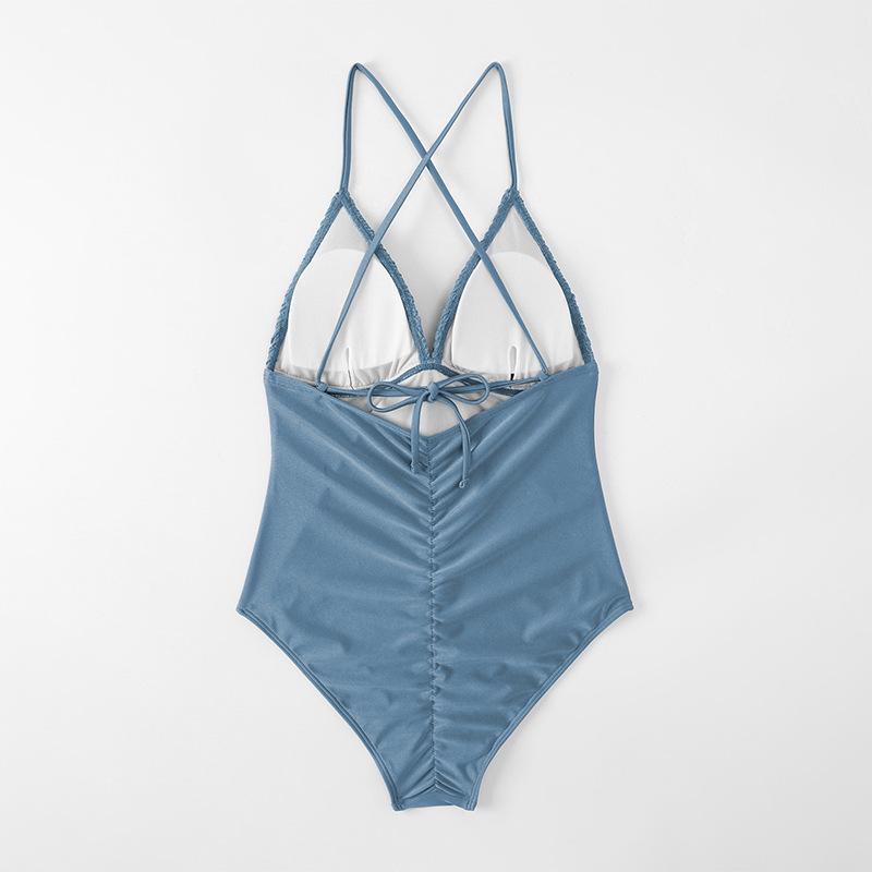 Dame badedragt med rynker og dyb V-udskæring Stilla