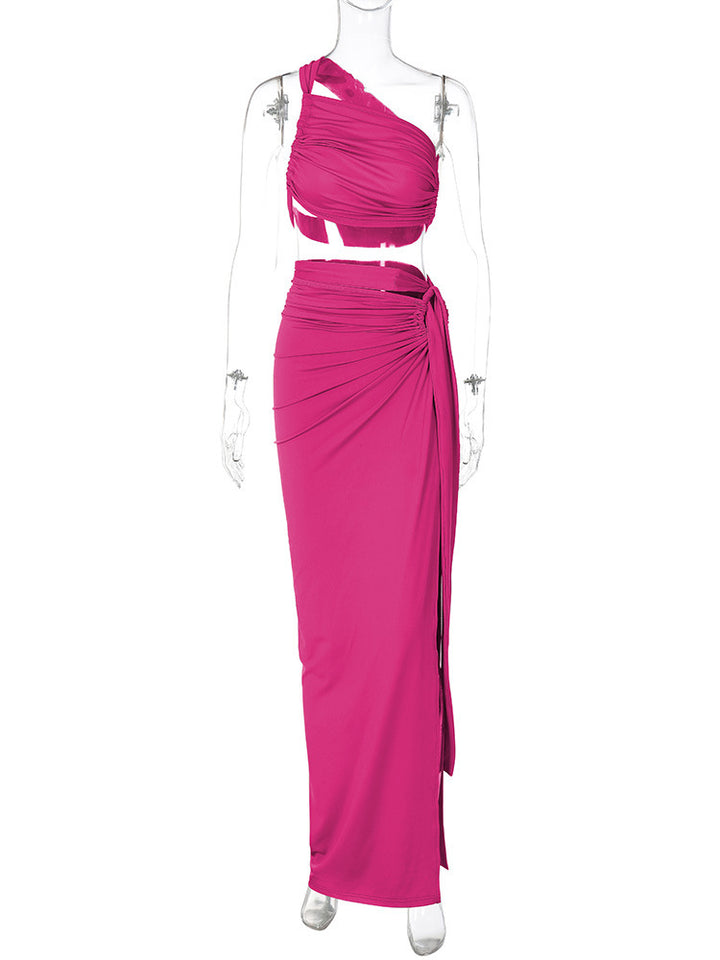 Dame Elegant svømmekjole med asymmetrisk stropdesign og figursmigrerende drapering Stilla