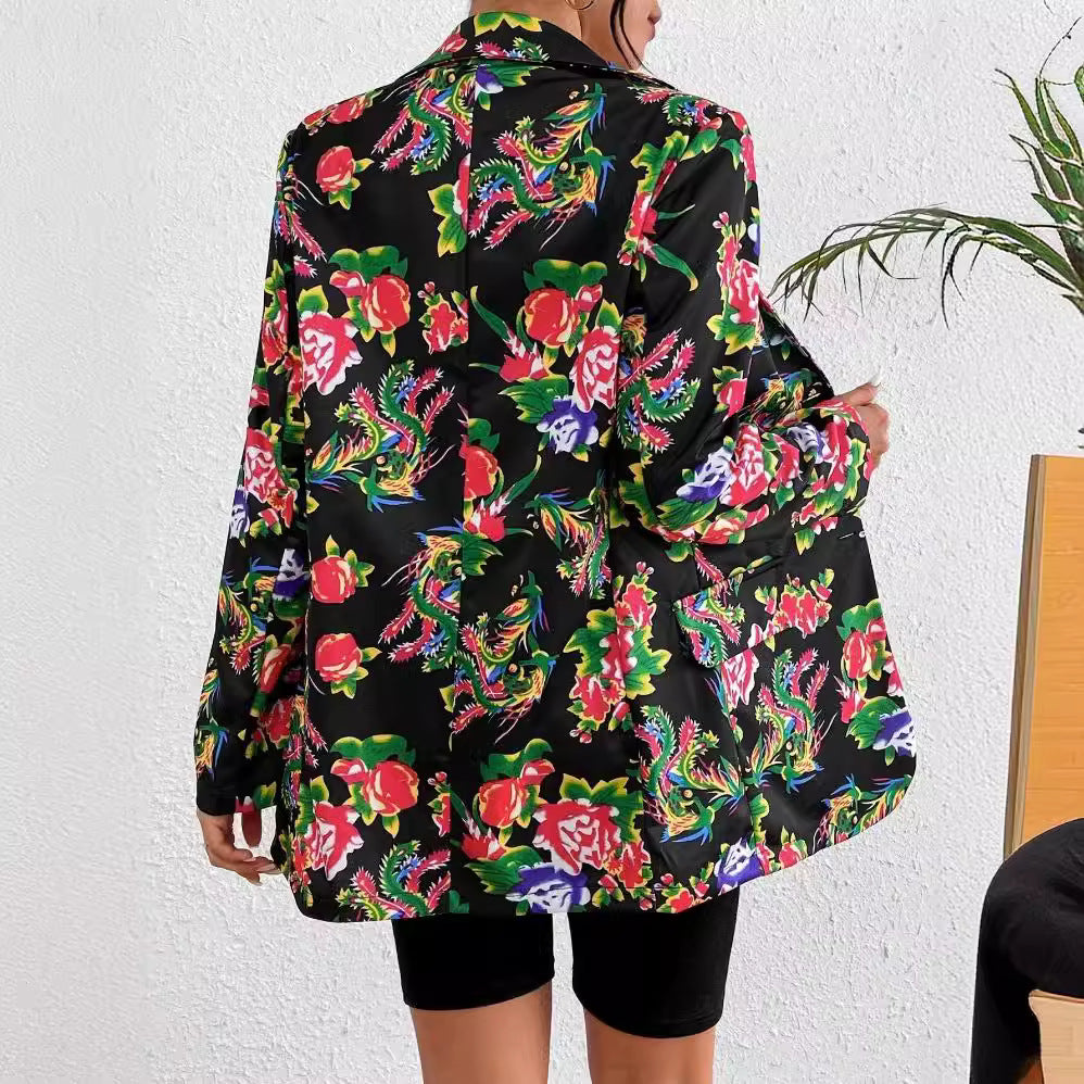Dame blazer i blomsterdesign med elegant snit Stilla