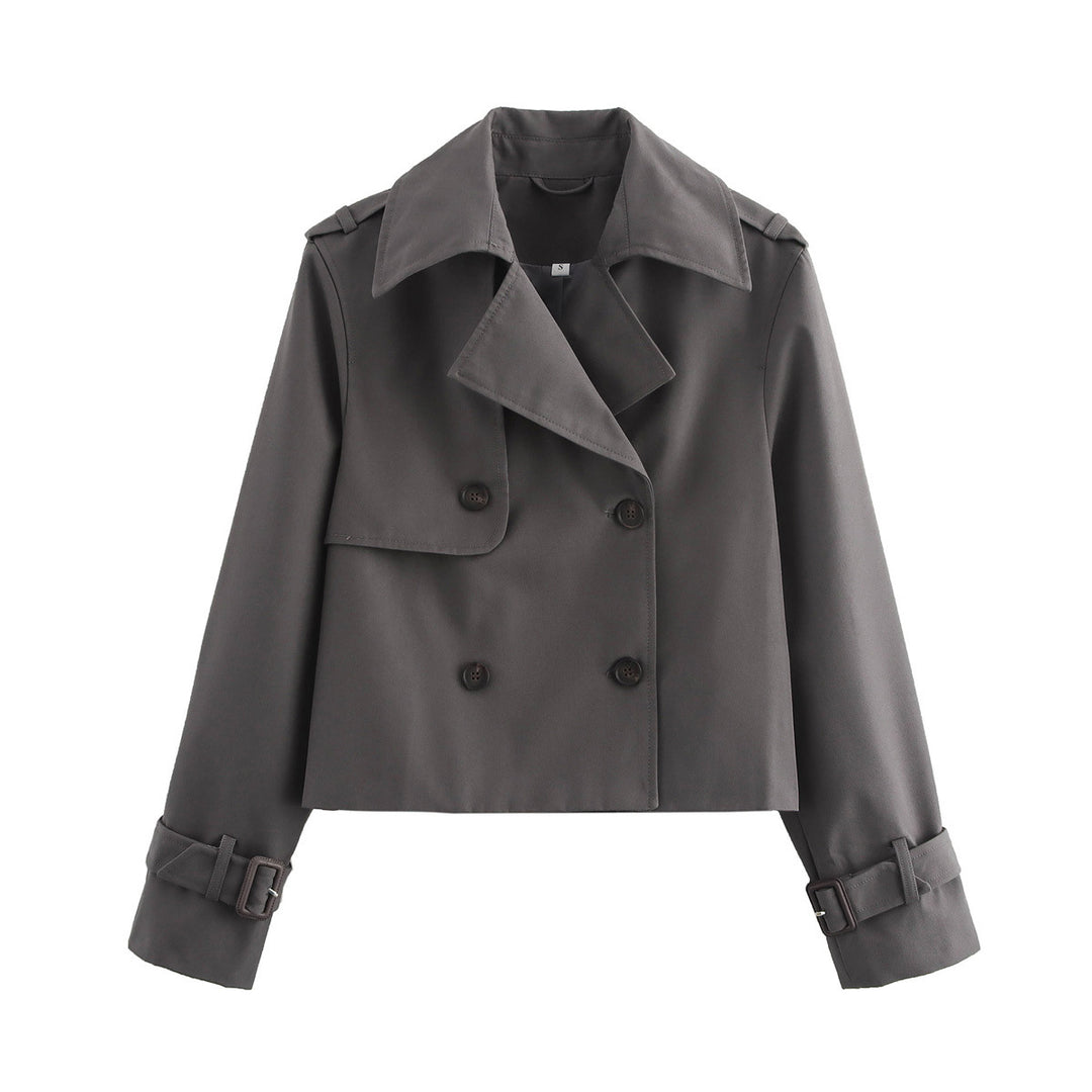Dames fashionable cropped overgangsjakke med bred krave Stilla