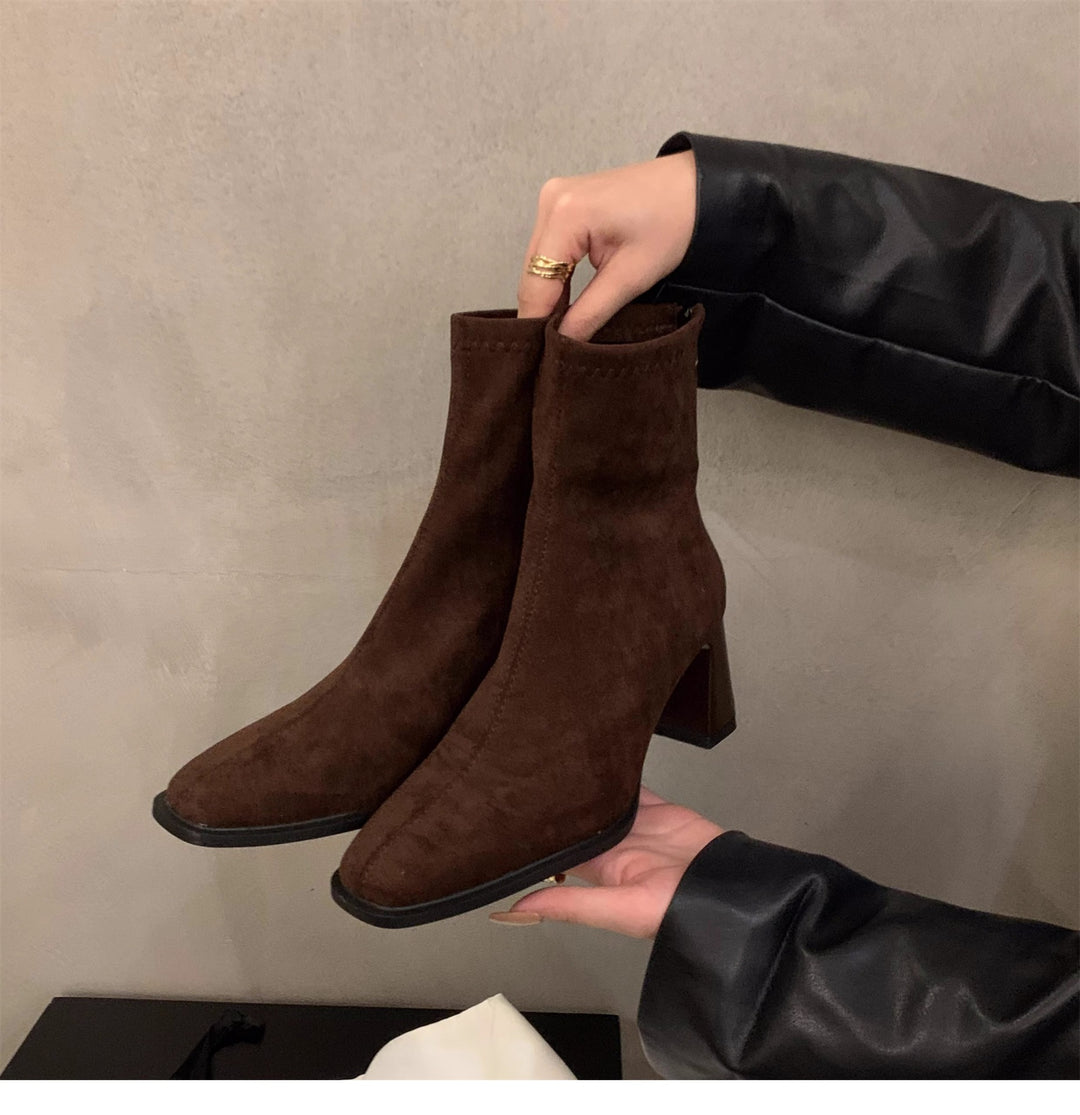 Femme Stylish Syntetisk Støvler med Blokhæl Stilla