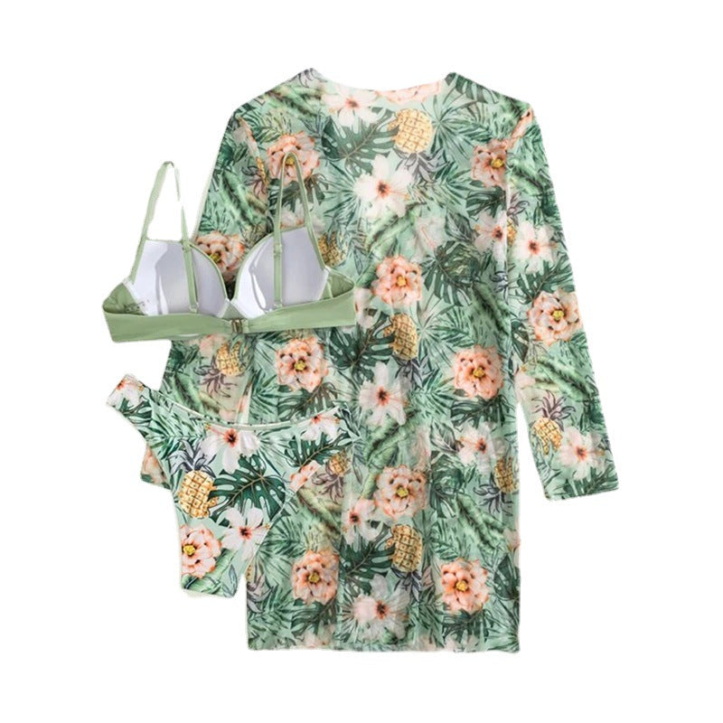 Dame strandkimono med blomstrende mønsterblanding og løs pasform Skovae