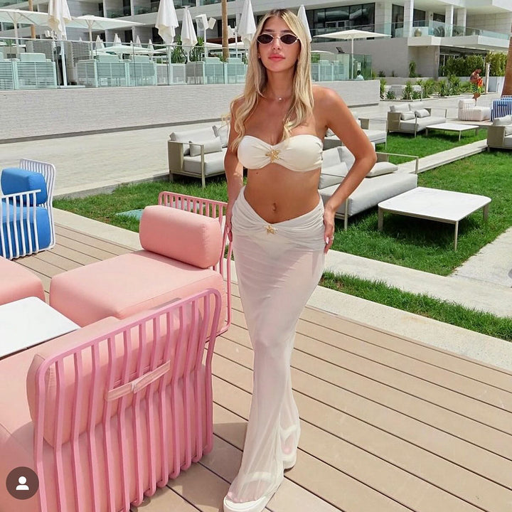Dame Bandeau-top med elegant indsvøbt nederdel Stilla