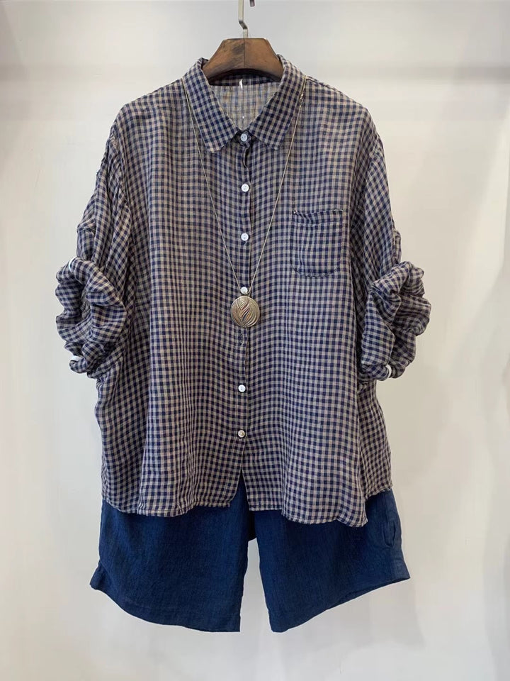 Femme Relaxed Fit Gingham Button-Up Shirt Stilla
