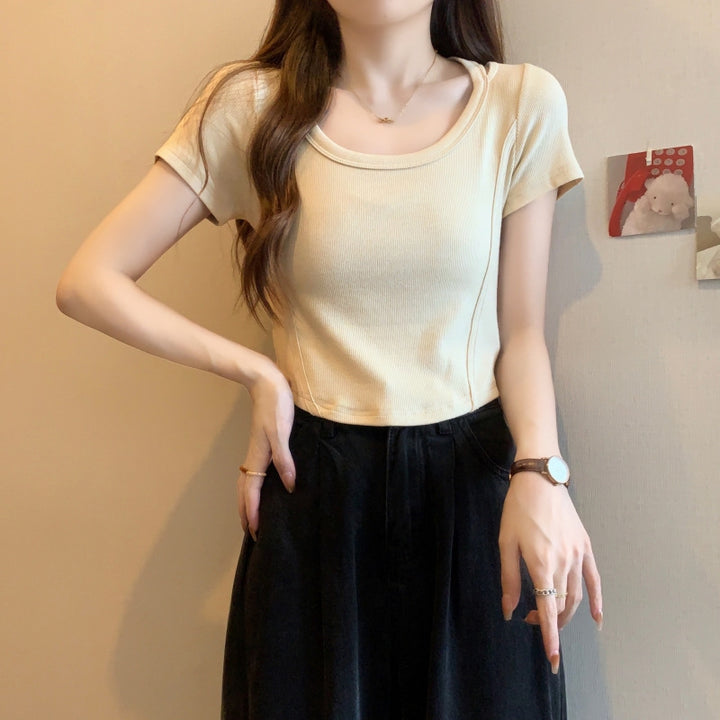 Femme Cropped Flatterende Tekstureret Top Stilla
