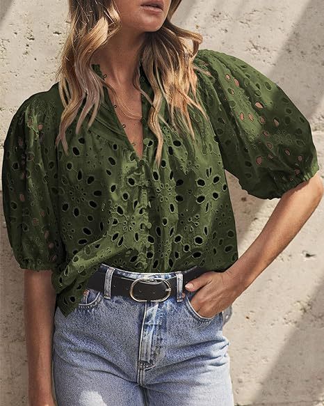Dame elegant bluse med spids Stilla