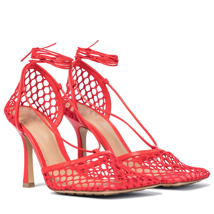 Femme Chic Strappy Open-Toe High Heels Sandaler med Mesh-Design Stilla