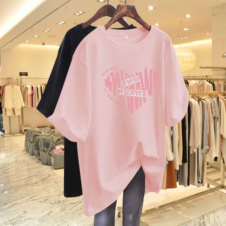 Dame T-shirt med kreativt tryk og afslappet snit Stilla