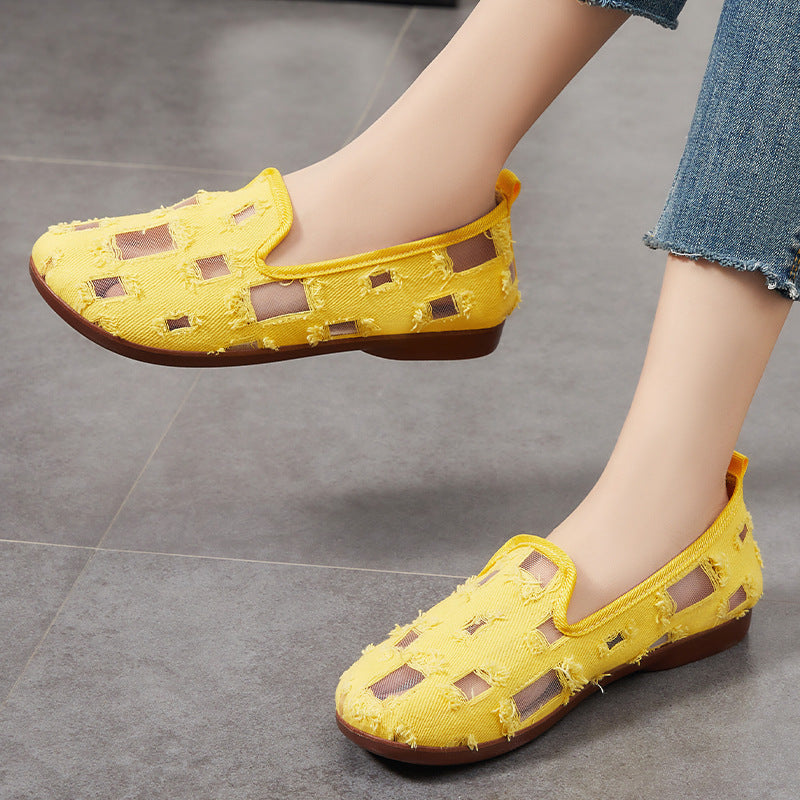 Femme Stilfulde Slip-On Fritidsflade med Åndbart Cut-Out Design Stilla