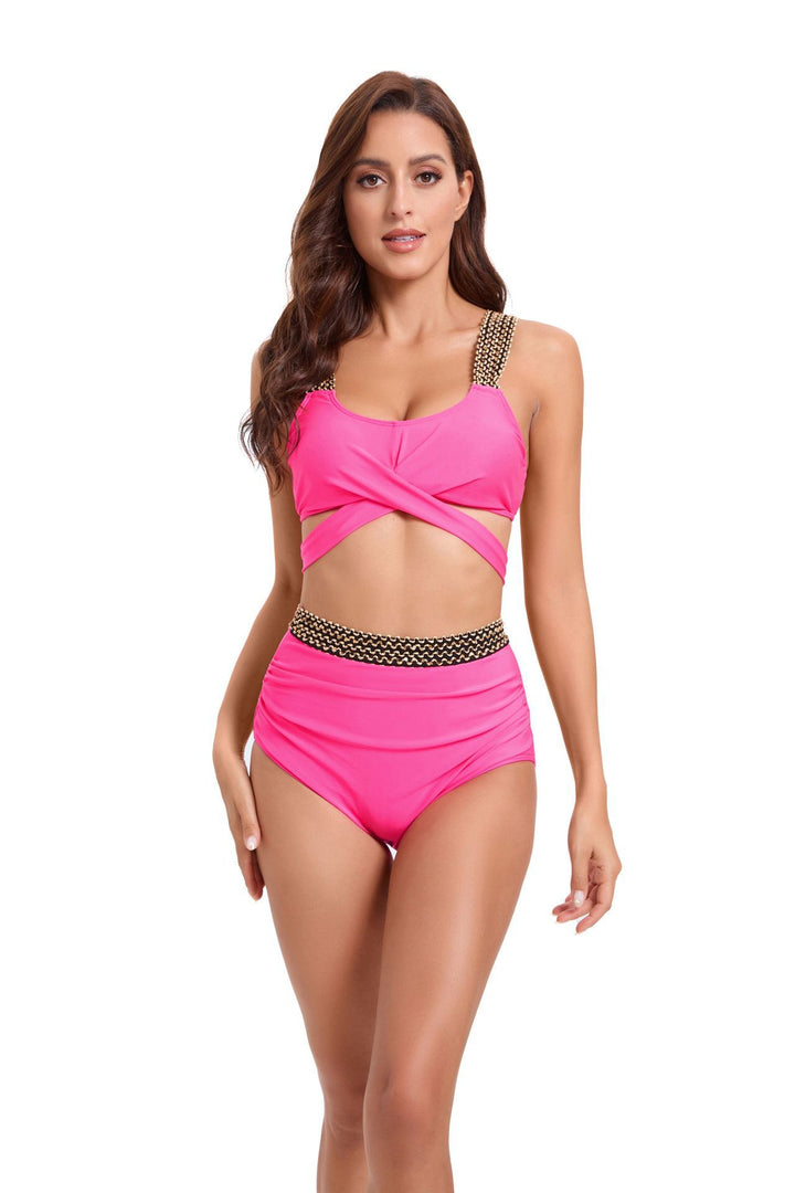 Damer Sporty Bikini-Sæt med raffineret indviklingsdesign og justerbare stropper Skovae