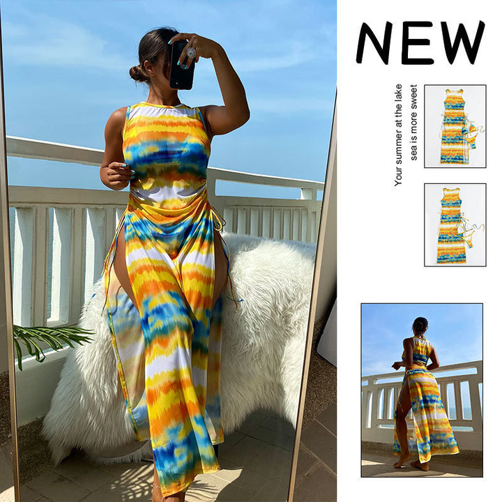 Dame Maxikjole med trendy wrap-design Skovae