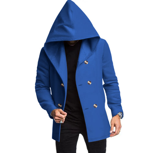Herrernes fashionable hættefrakke med dobbelt knaplukning og elegante detaljer Stilla