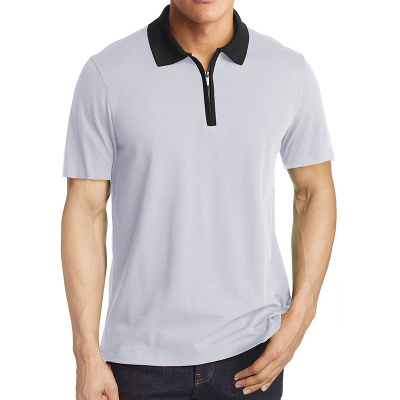 Herrer Kortærmet Poloshirt med Lynlås og Kontrastkrave Stilla
