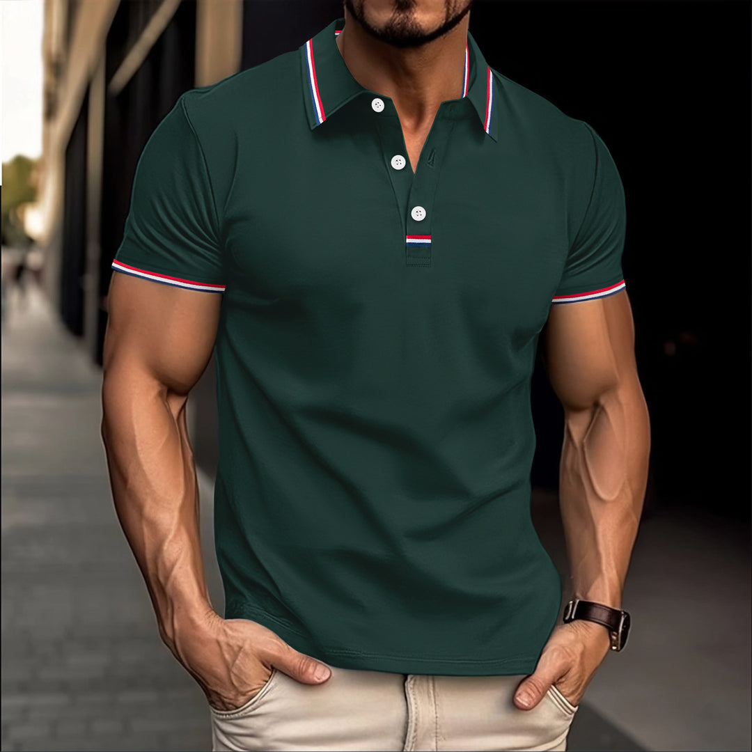 Herrer modeshorts polo skjorte med strukturerede accenter og kontrasterende detaljer Stilla