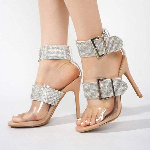 Femme Clear Strap Højhælede Sandaler med dekorativ spænde Stilla