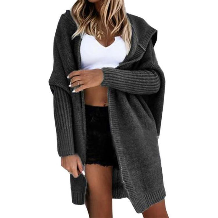 Dame strikjakke med hætte og afslappet oversized pasform Stilla
