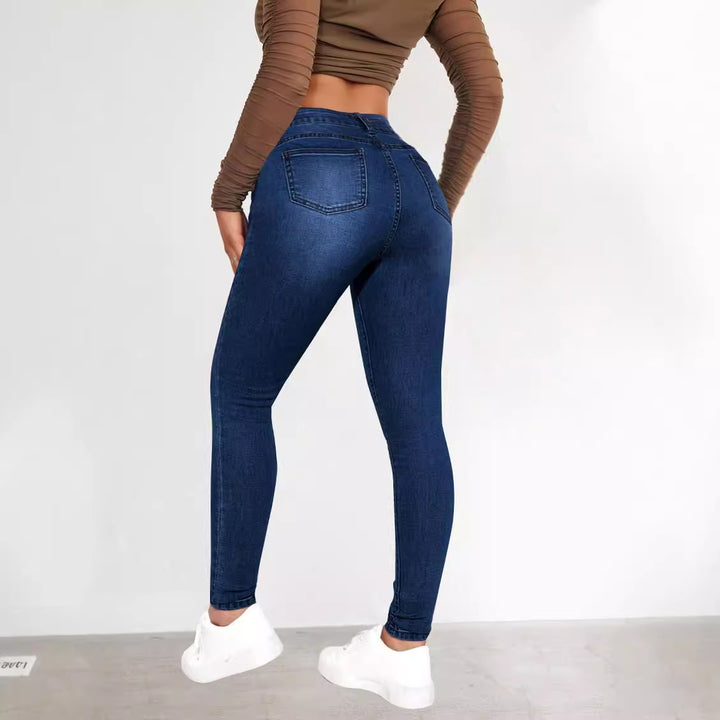 Dame Højskåret Denim-Bukser Stilla