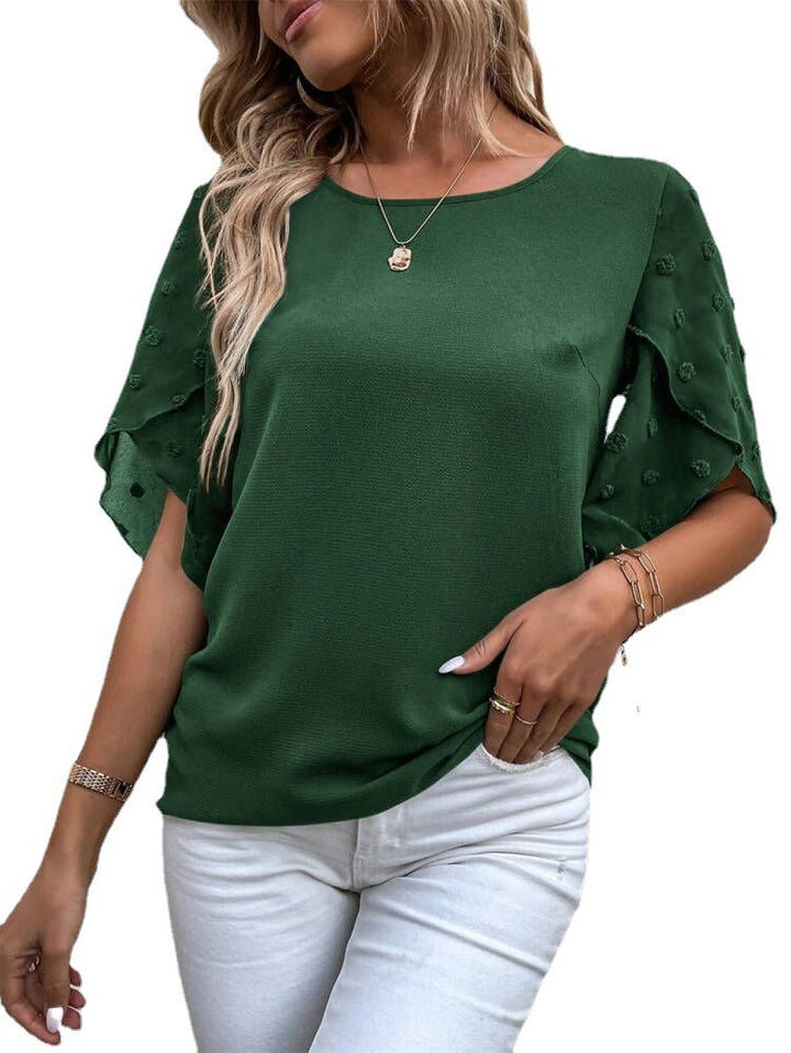 Dame elegant bluse med puffærmer og strukturerede detaljer Stilla