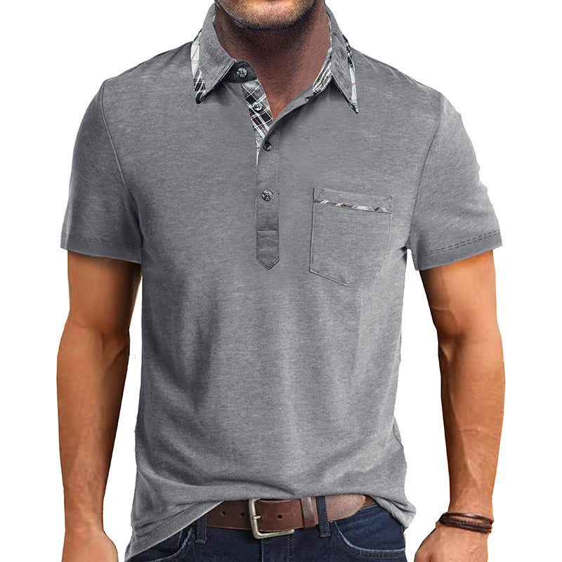Herrer Polo-shirt med stilfuld ternet detalje og brystlomme Stilla