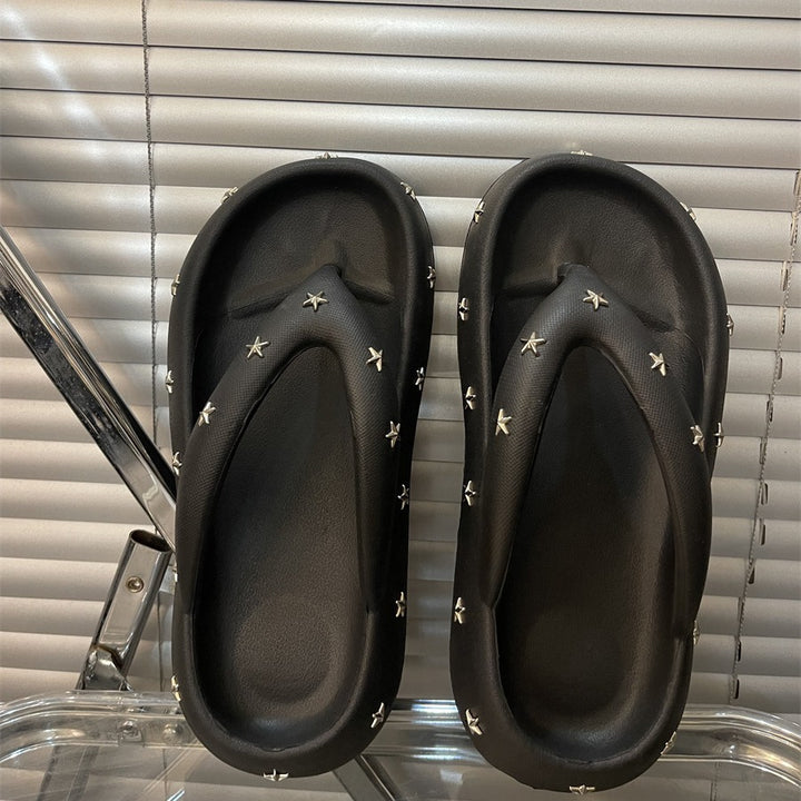 Dame flip-flops med stilfulde stjerneapplikationer Stilla