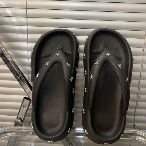 Dame flip-flops med stilfulde stjerneapplikationer Stilla