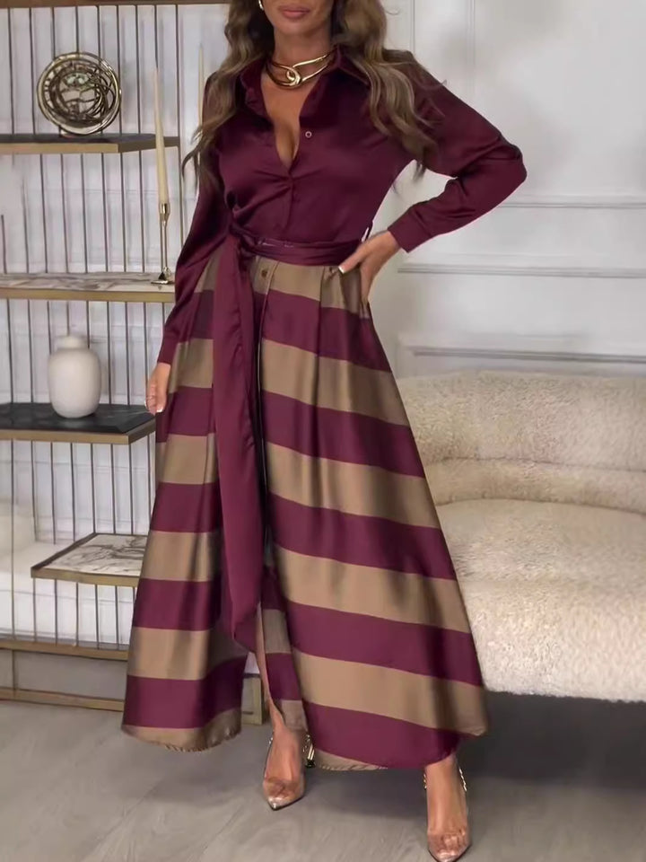 Dame Maxi-kjole med elegante striber Stilla